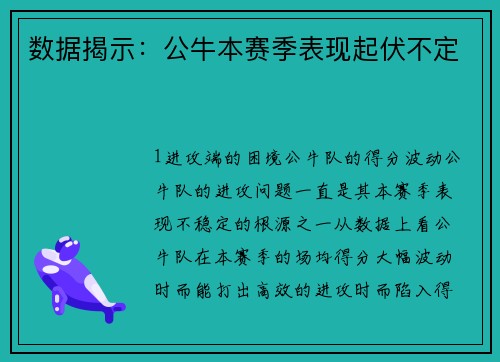 数据揭示：公牛本赛季表现起伏不定
